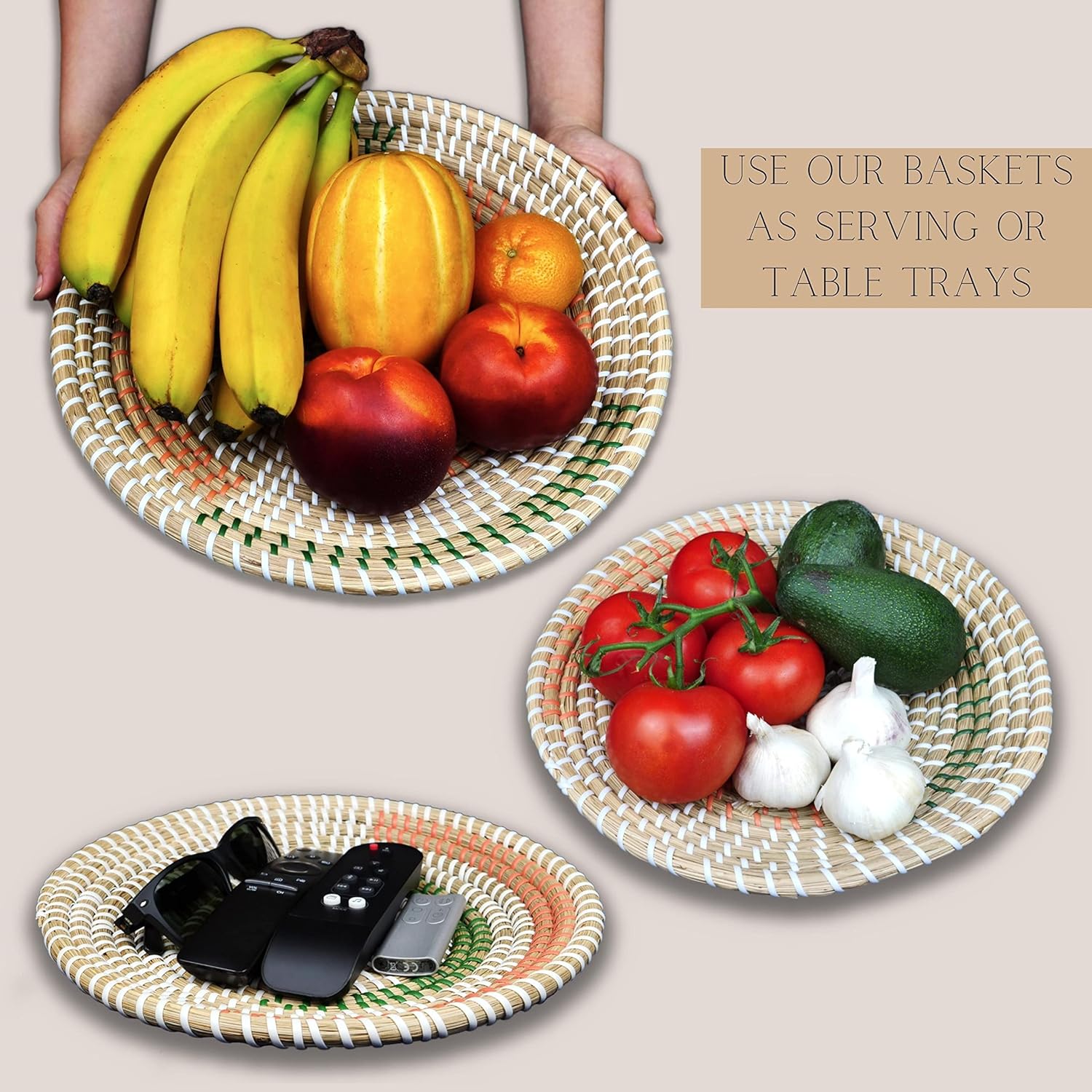 b.spoke Hanging Wall Basket Decor Set of 6 Handmade Decorative Boho