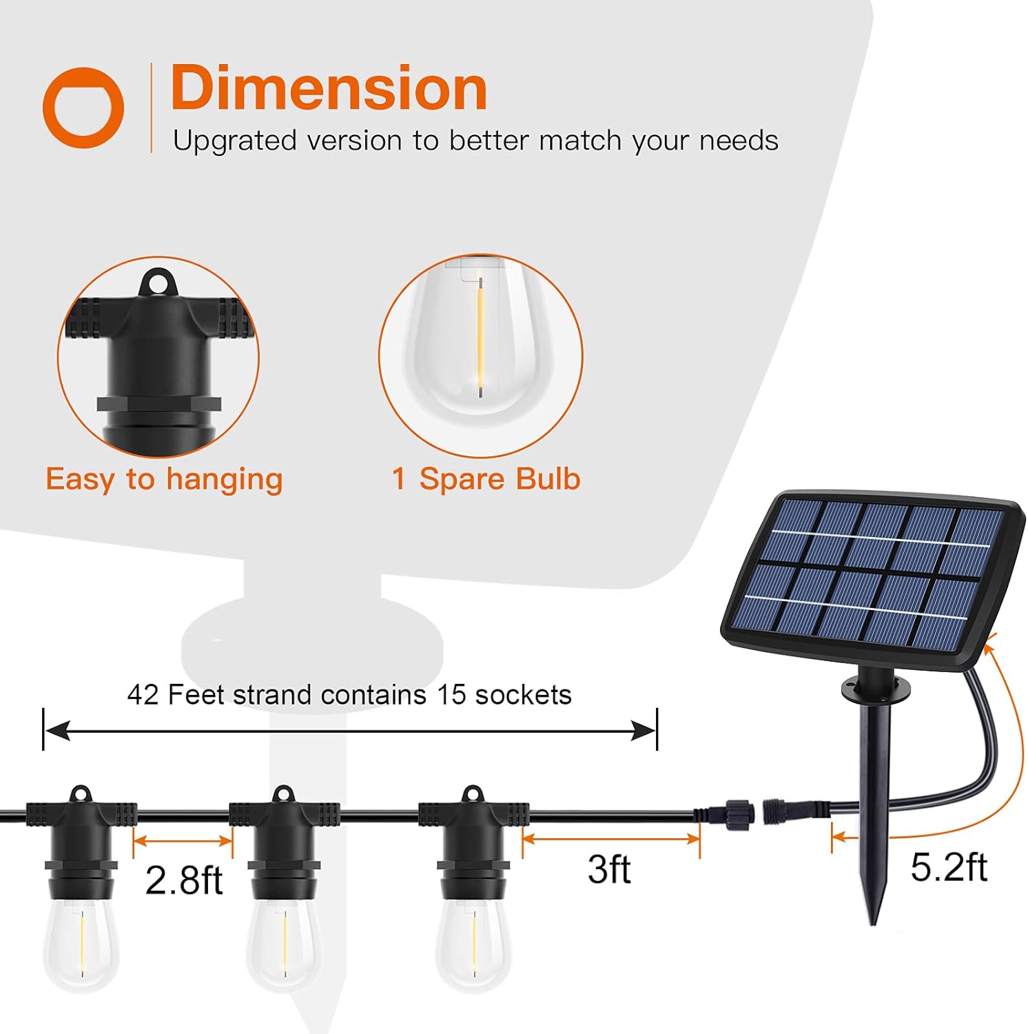 addlon LED Outdoor String Lights 48FT with 2W Dimmable Edison Vintage