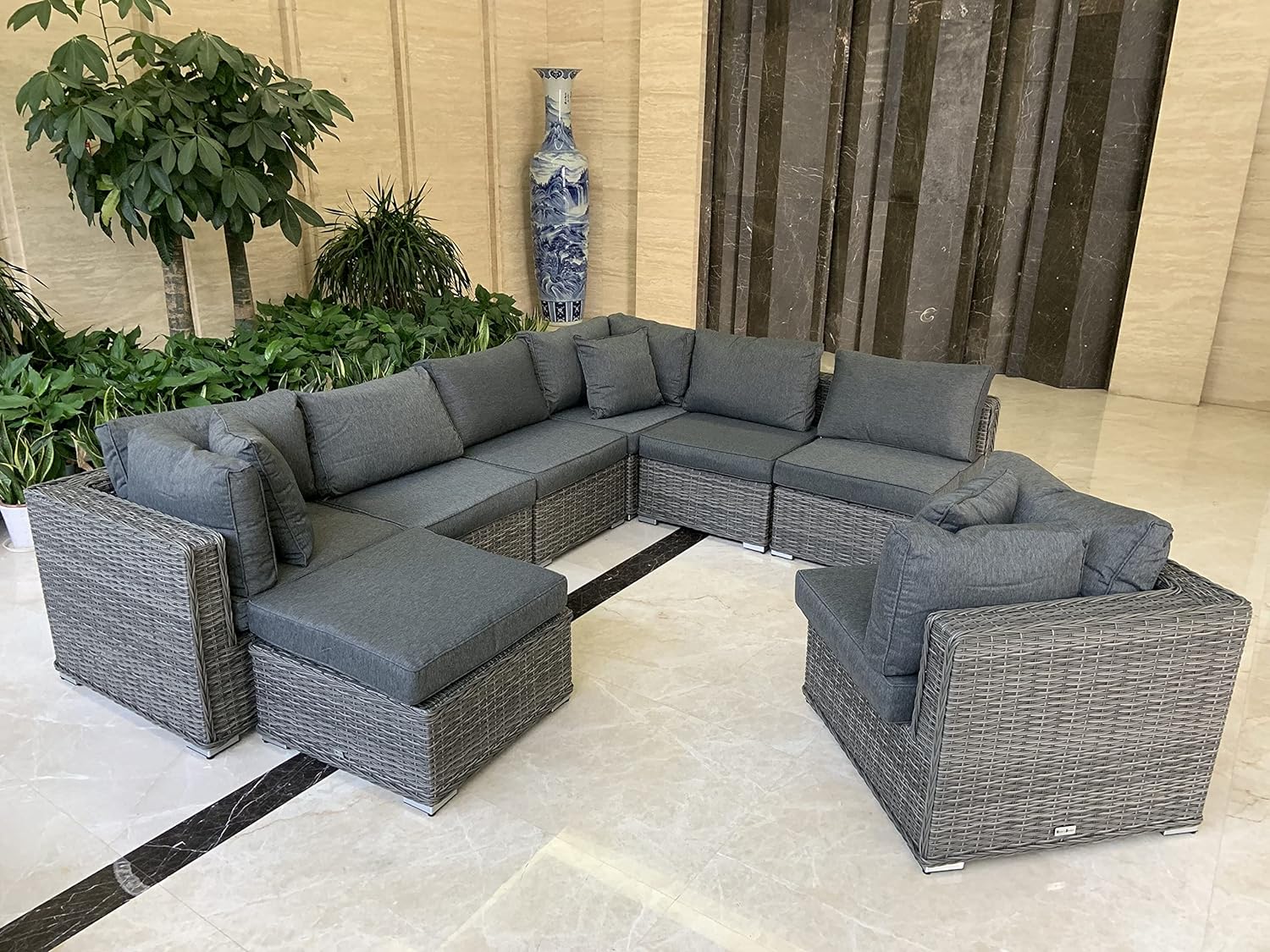 SUSIE'S GARDEN Wicker Patio Furniture Conversation Set No Assembly