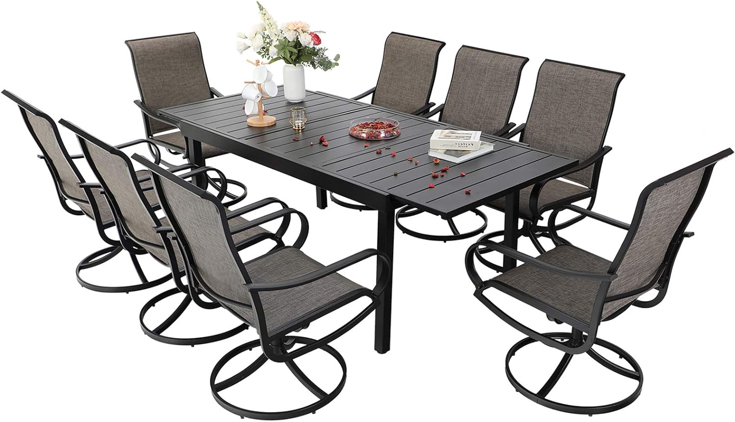 Sophia & William Patio Dining Set for 8 Expandable Patio Dining Table 6