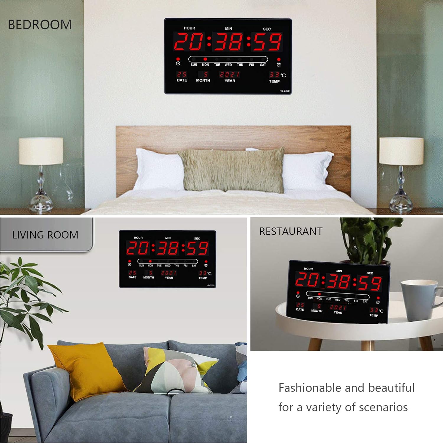 IGTAZY Digital Wall Clock Large Display,13inch Led Decorative Wall