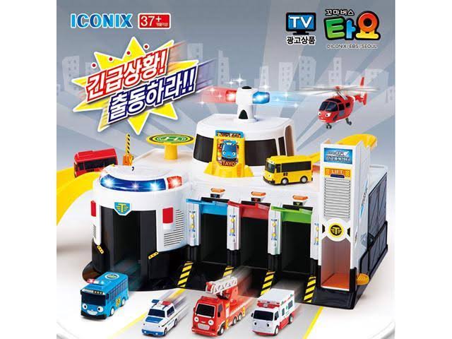 Jeu De Garage Tayo The Little Bus - Centre De Secours HQ, Figurines, Jouet Coréen Pour Enfants 3 Ans+