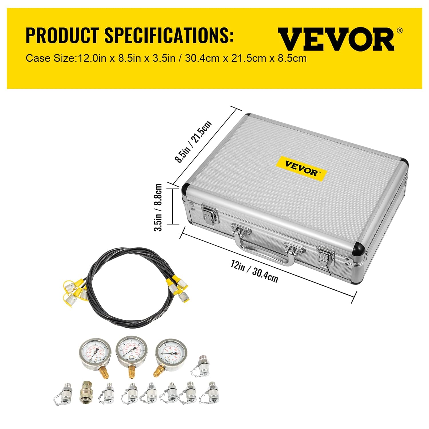 Kit Test Hydraulique 25/40/60 MPa - 6 Raccords Inox 304 Pour Pelleteuses, Manomètre Inclus