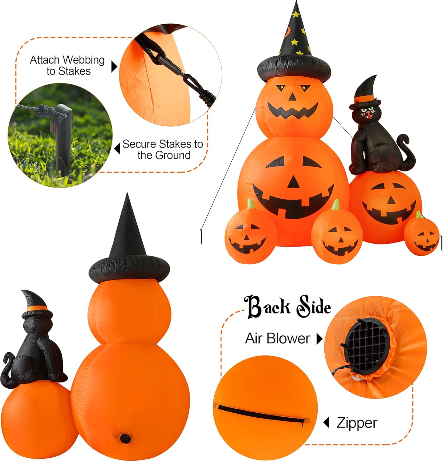 HOPOCO 6 FT Halloween Inflatable Decorations Spooky Ghost Pumpkin