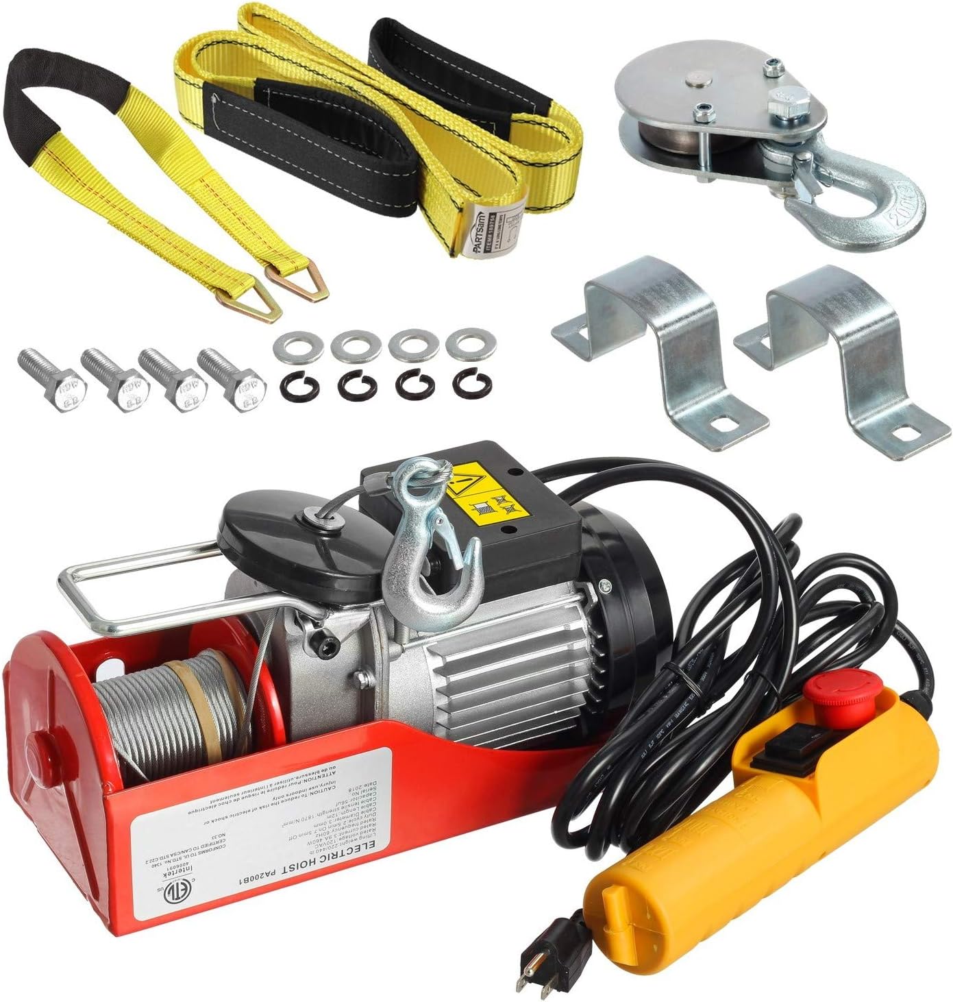 Partsam 1100 lbs Lift Electric Hoist Crane Remote Control Power System ...