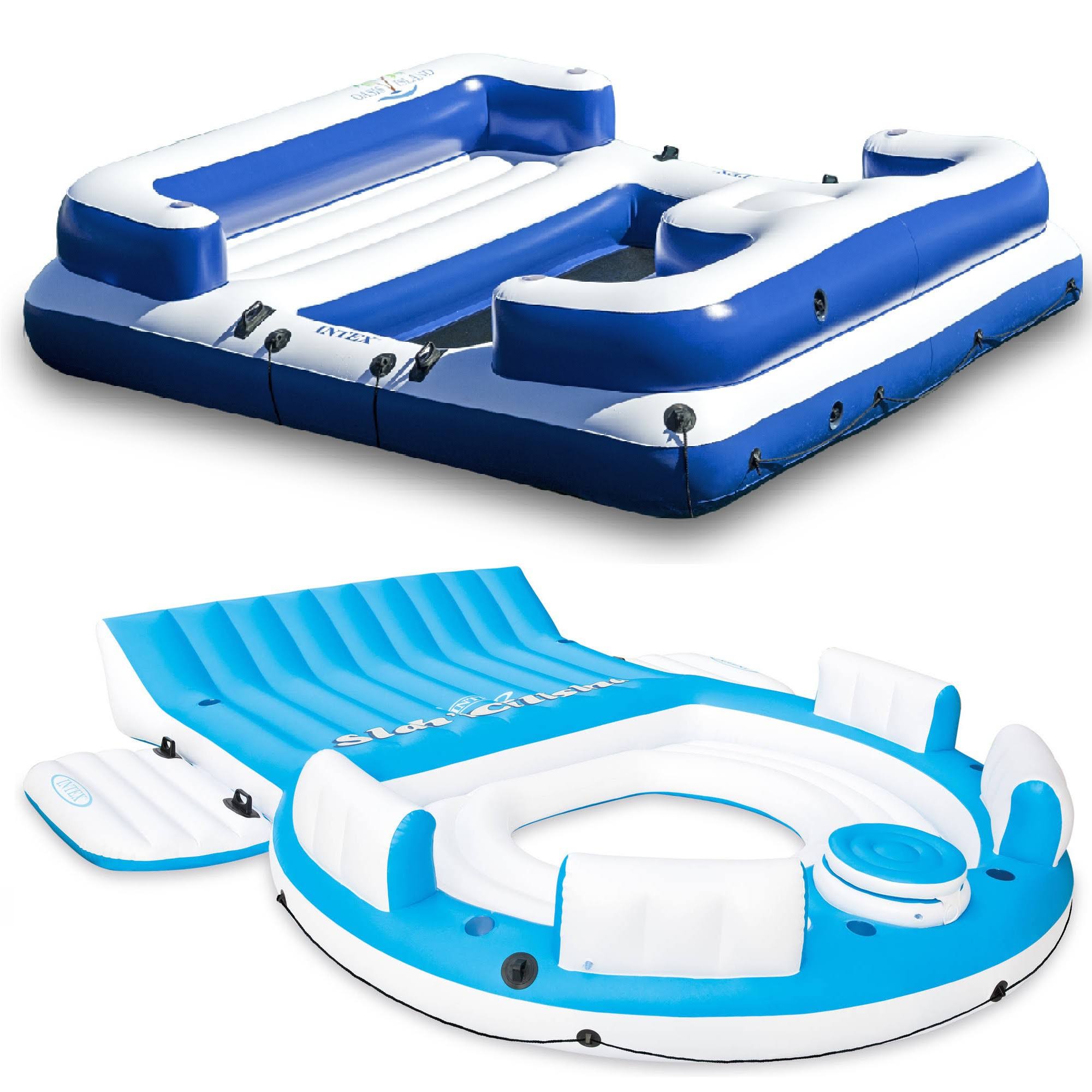 Intex Inflatable Island Pool Lake Raft Lounger w/ Oasis Island Floating ...