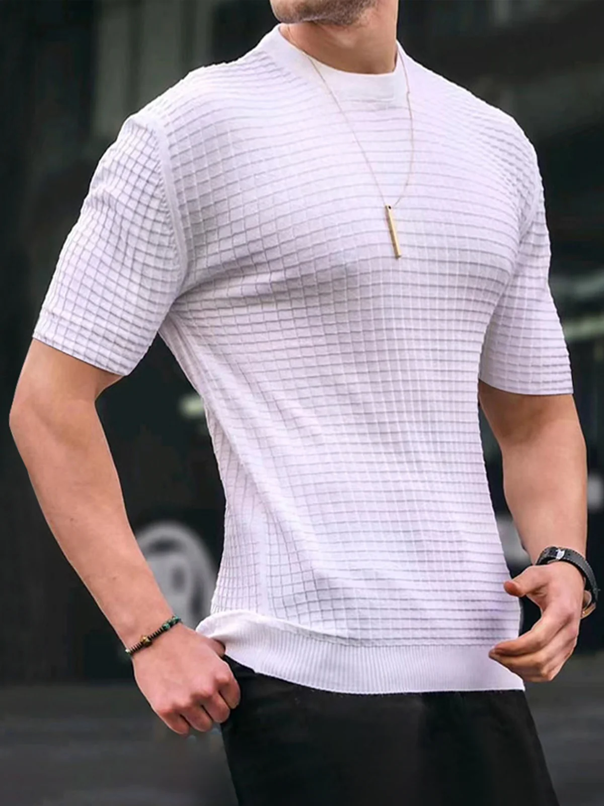 M's Comfy Waffle Crewneck TShirt Short Sleeves