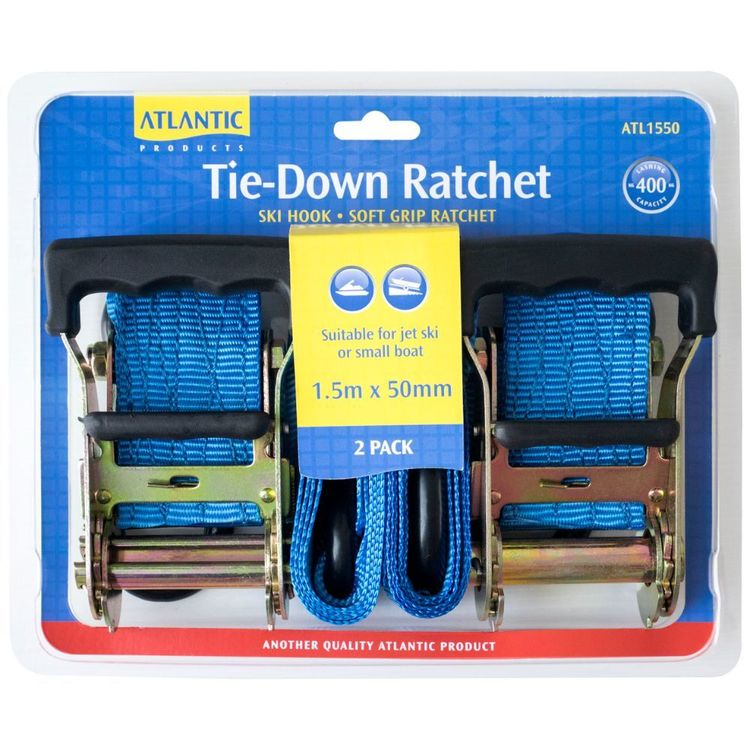 Atlantic Tie Down 1.5m x 50mm Pair Front/Rear Blue