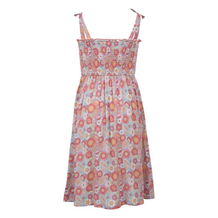 Trip In A Van Kids Shirred Dress Paisey Floral Aop
