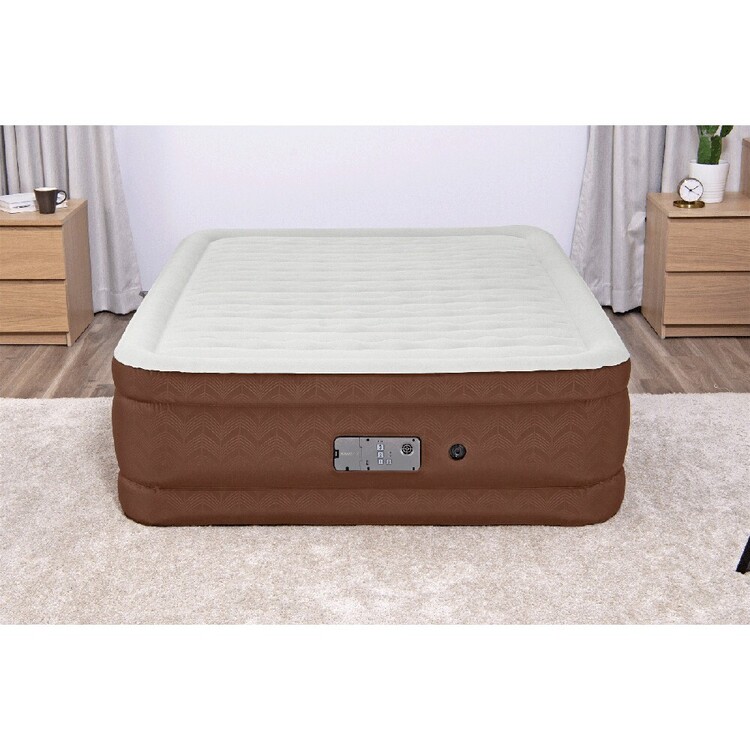 Bestway Alwayzair Fortech Double High Queen Airbed with Pump Cream Brown