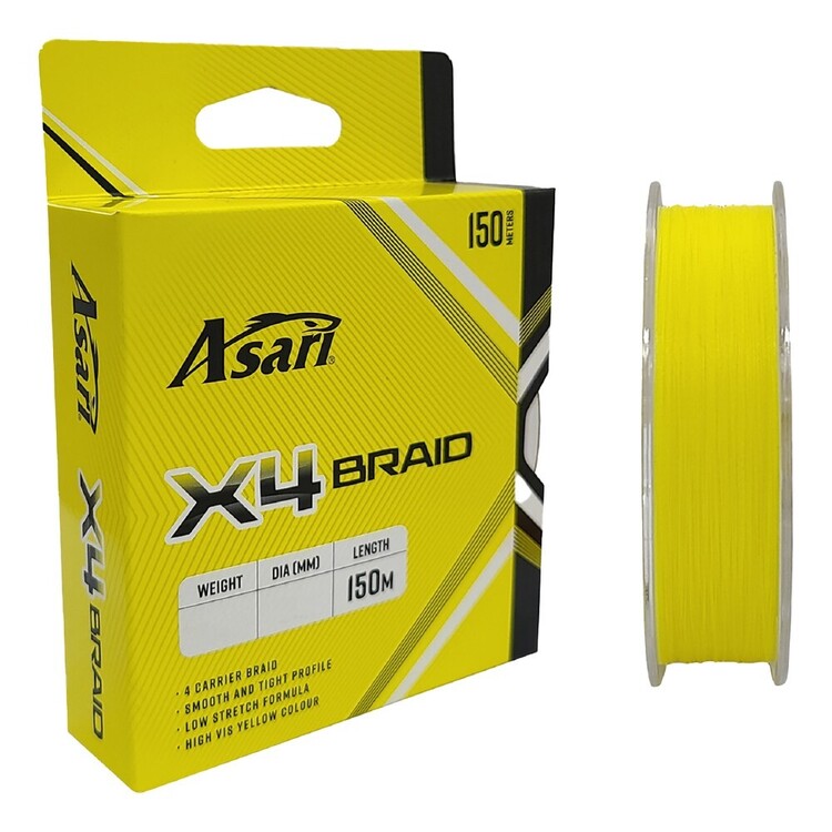 Asari 150M X4 Braided Fishing Line Yellow