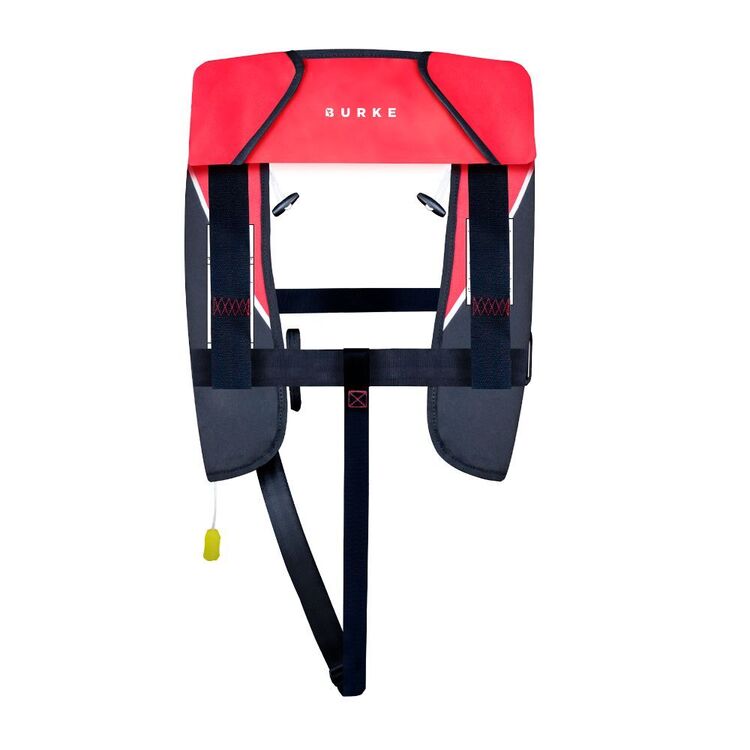 Burke Marine Adult Whip 150N Manual Inflatable PFD Lifejacket with Harness Red & Blue