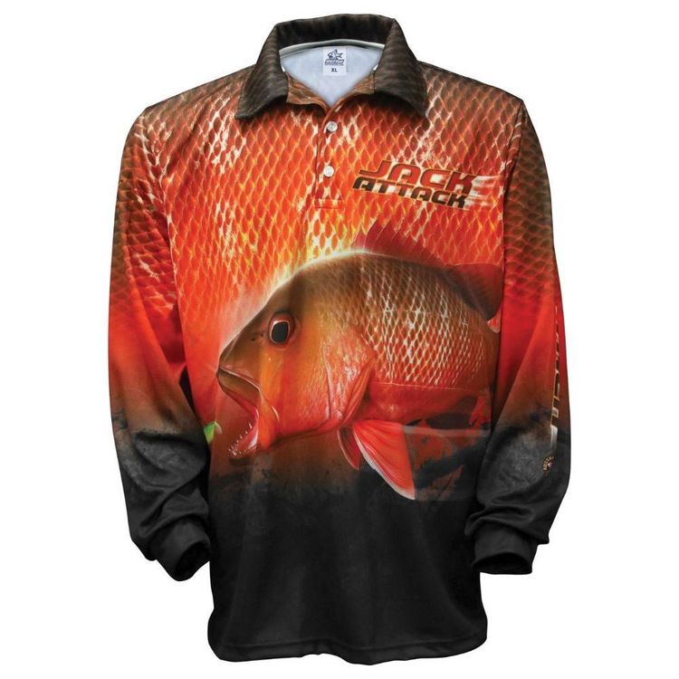 Bigfish Jack Attack Sublimated Polo Shirt Red & Black