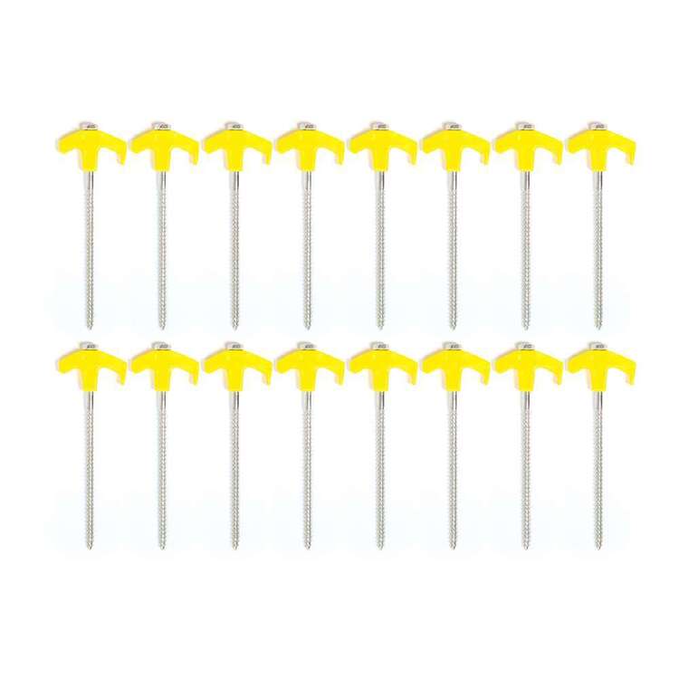 OZtrail Screw In Tent Peg Set Grey & Yellow