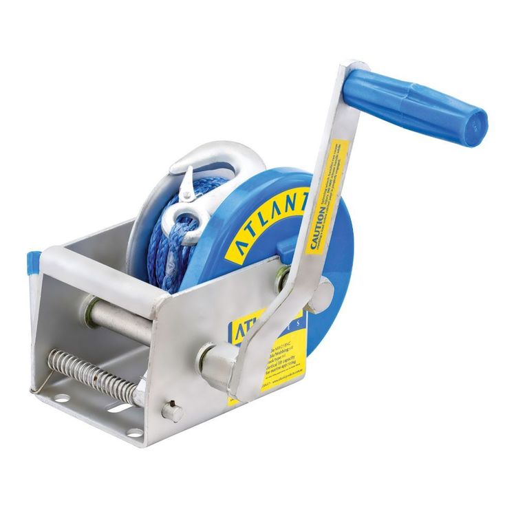 Atlantic Dyneema Winch 775kg 2 Speed Ratio 7.5m x 5mm Snap Hook Silver
