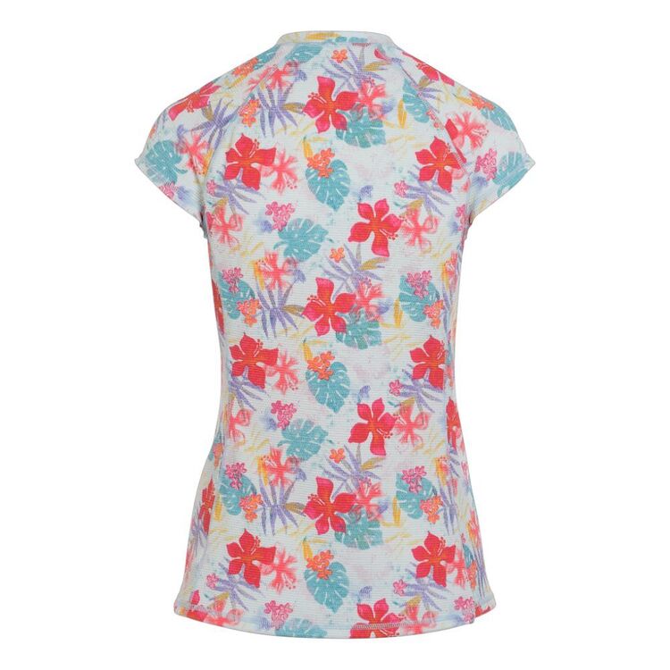 Body Glove Women's Floral Wave Full Zip Cap Sleeve Rash Vest Print