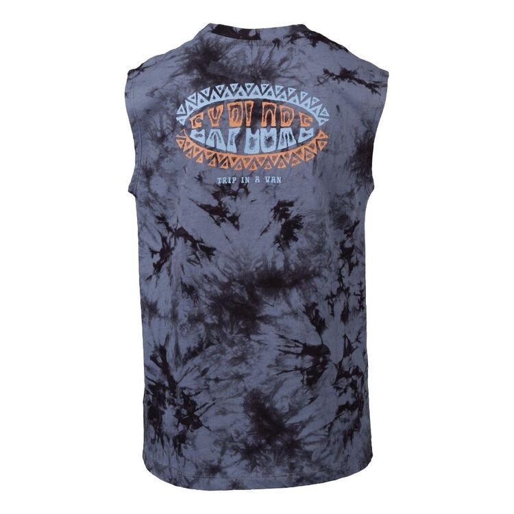 Trip In A Van Kids Muscle Tank Vintage Indigo / Black Tie Dye