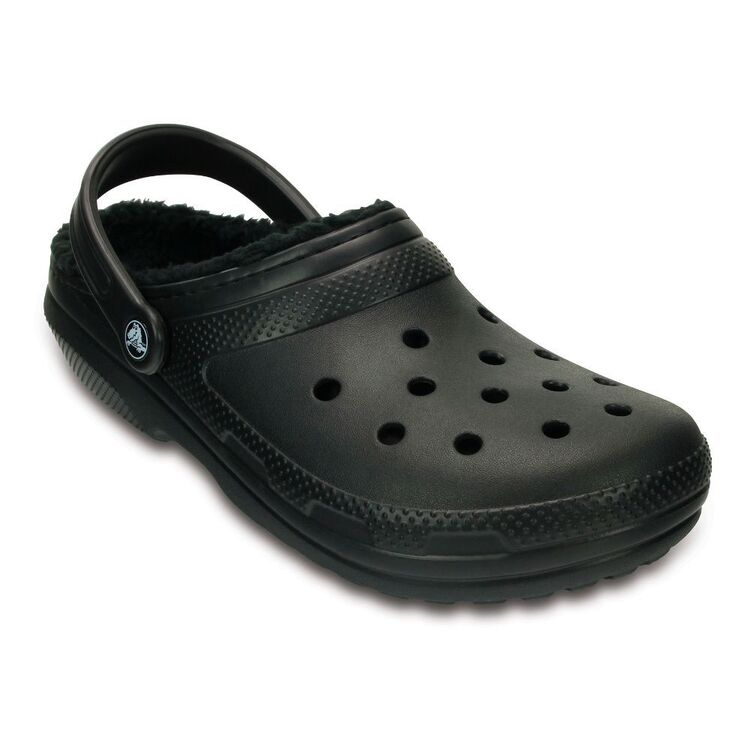 Crocs Adults' Unisex Classic Fuzzy Lined Clogs Black & Black