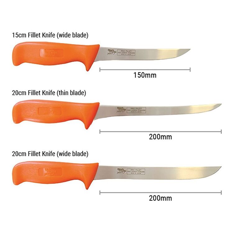 Black Magic Wide Blade Fillet Knife Orange 20 cm