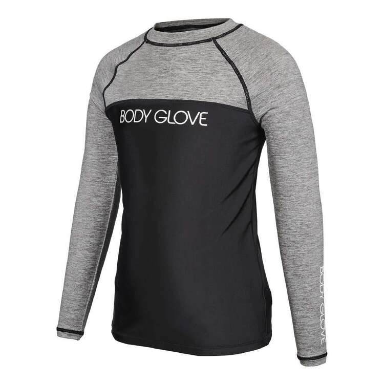 Body Glove Youth Contrast Chest Long Sleeve Rash Vest Grey Marle & Black