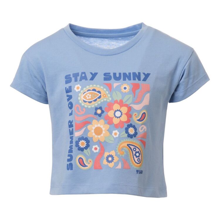 Trip In A Van Kids Summer Crop Tee Cornflower