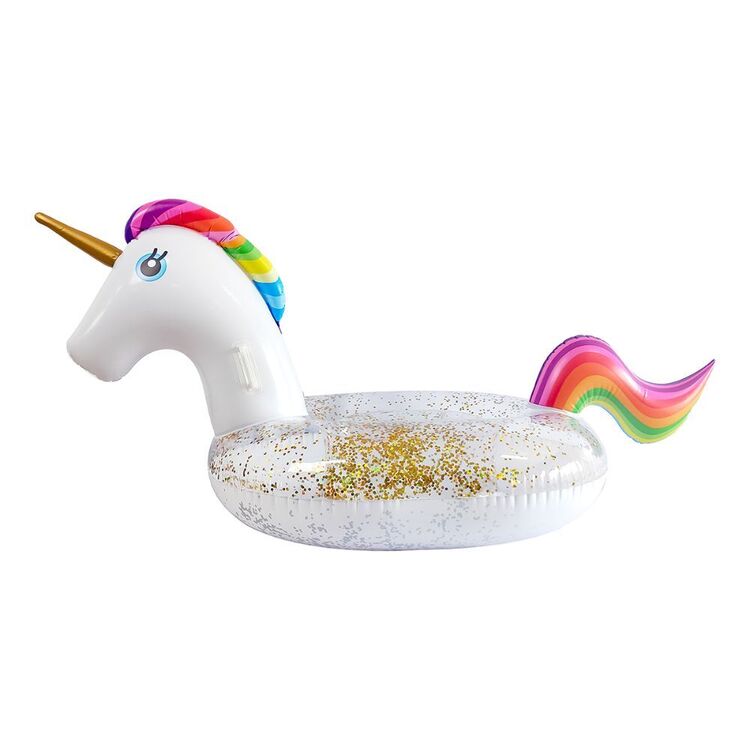 We Love Summer Glitter Unicorn Pool Float White / Rainbow