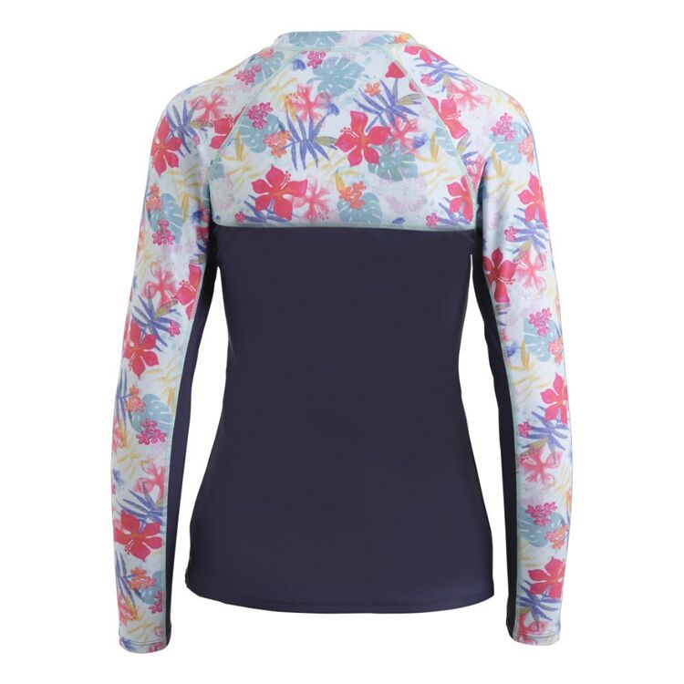 Body Glove Women's Floral Wave Crew Long Sleeve Rash Vest Navy & Print