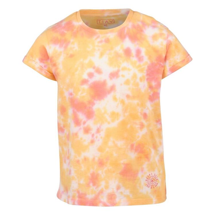 Trip In A Van Kids Cuff Tee Coral / Honey Tie Dye