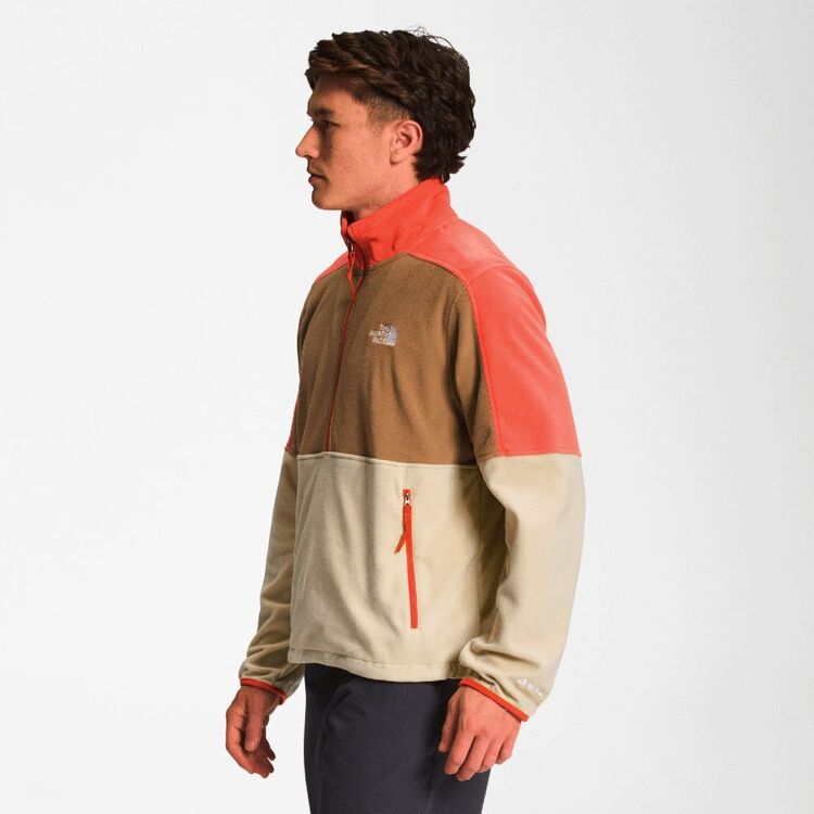 The North Face Men's Polartec Quarter Zip Fleece Brown / Retro Orange