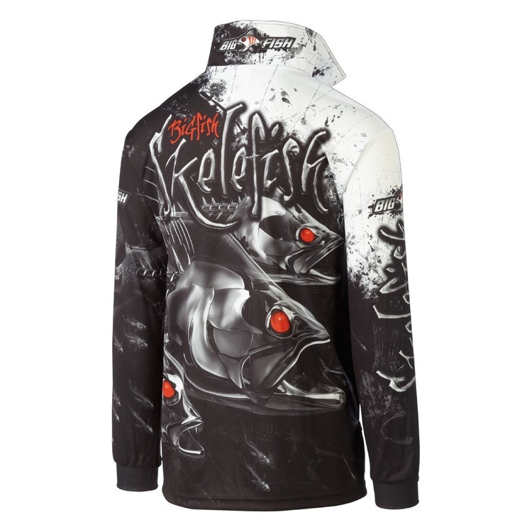 Bigfish Skelefish Sublimated Polo Shirt Black