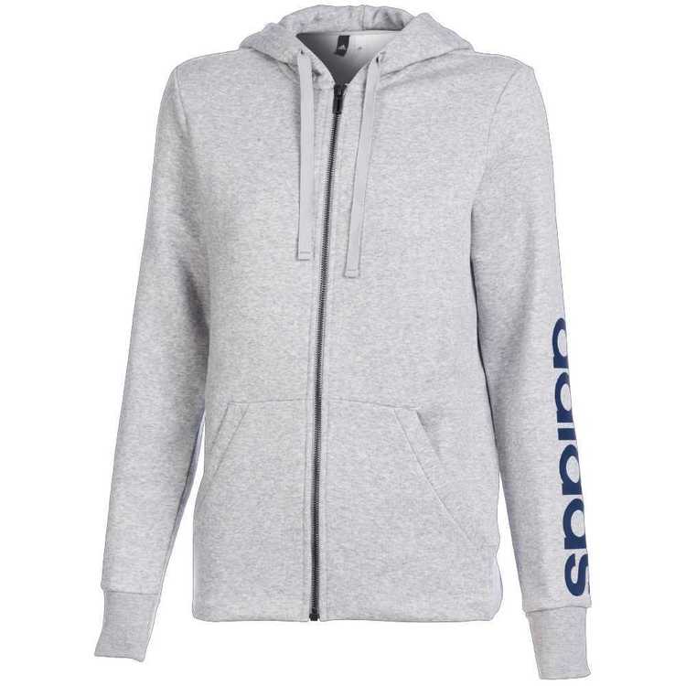 adidas Women's Essentials Linear Full Zip Hoody Grey