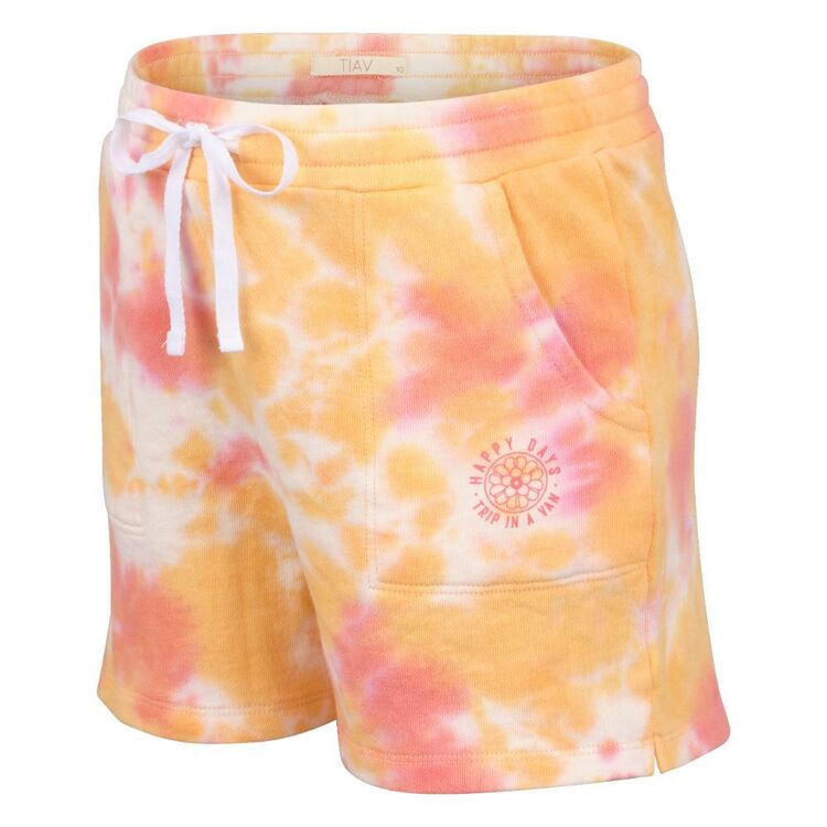 Trip In A Van Kids Tie Dye Knit Shorts Coral / Honey Tie Dye