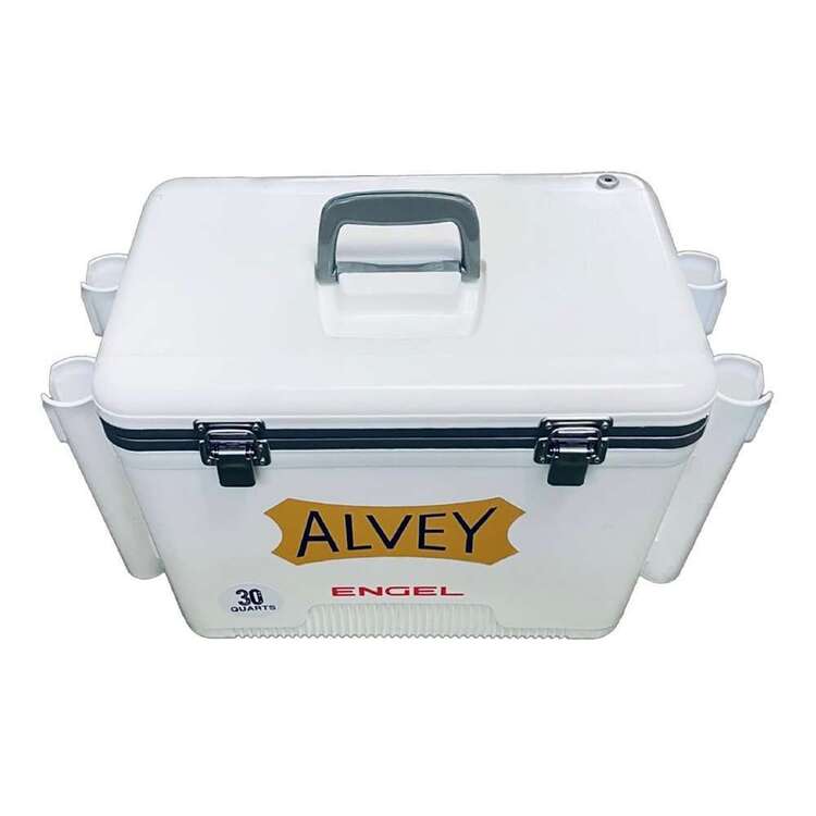 Alvey Engel Cooler Box + Rod Holders White