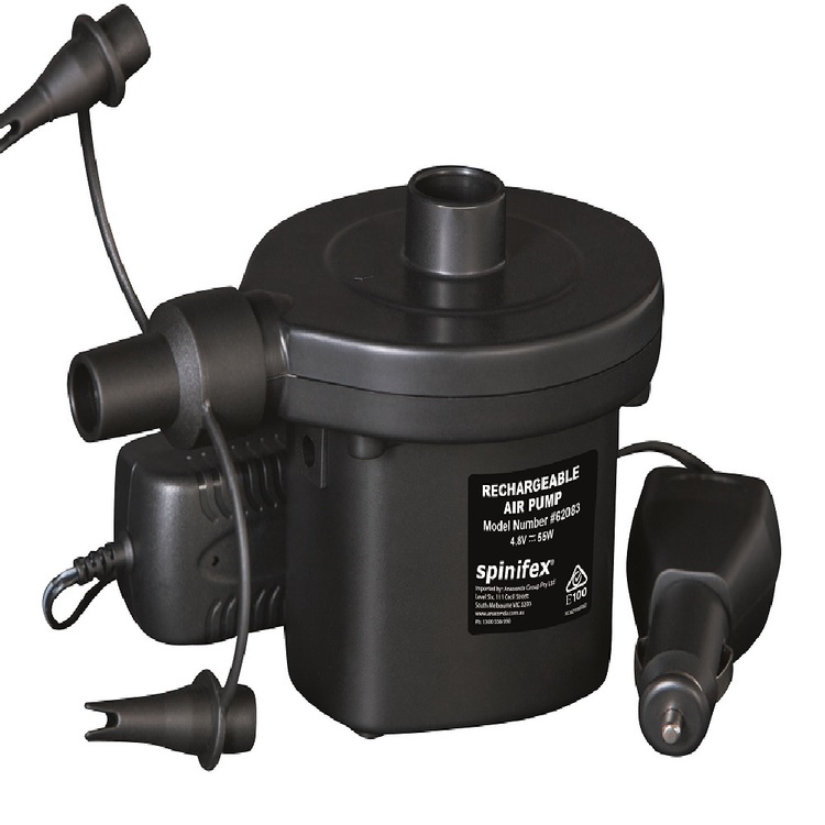 Spinifex Rechargeable 12V/240V Electric Air Pump Black Black