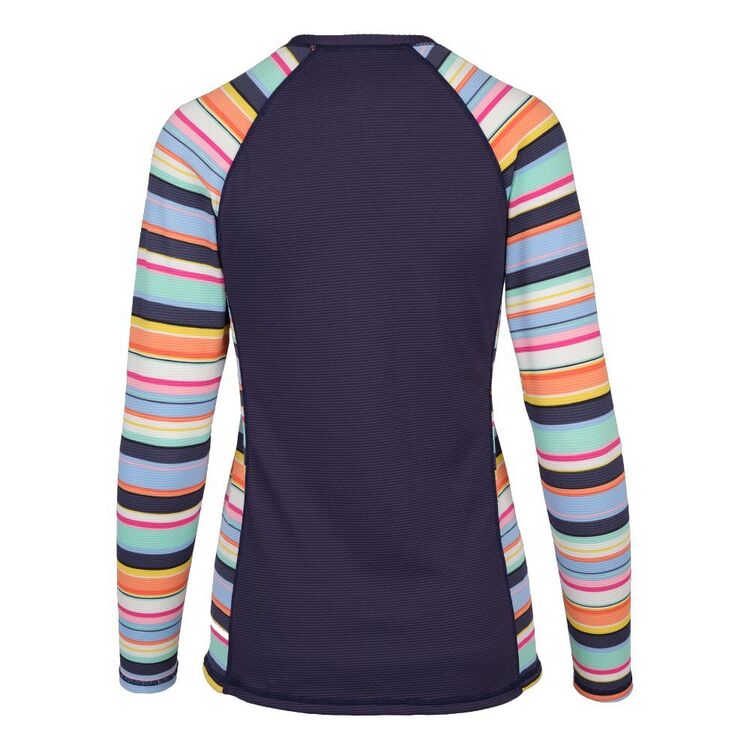 Body Glove Women's Stripe Full Zip Long Sleeve Rash Vest Navy & Print