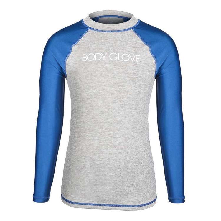 Body Glove Youth Contrast Sleeve Rash Vest Grey Marle & Navy
