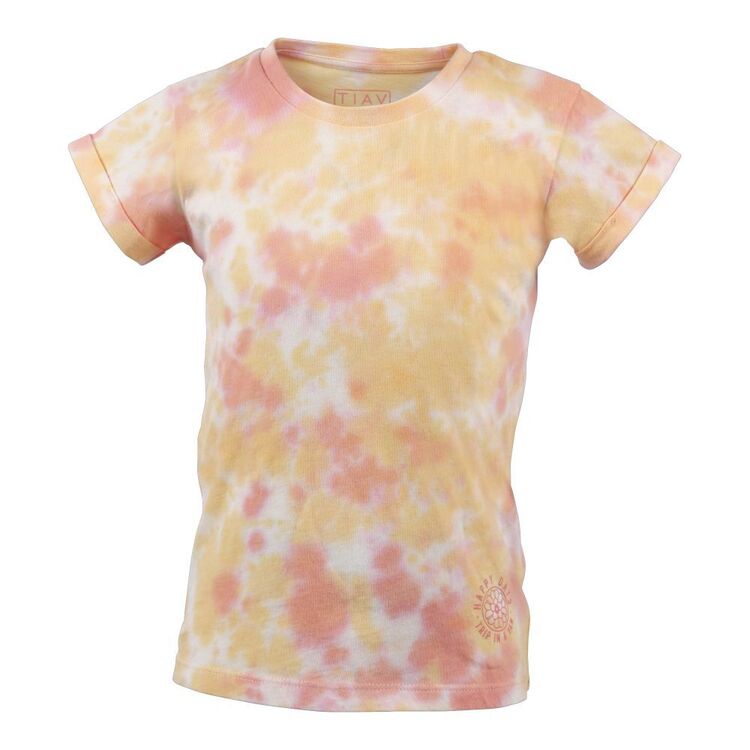 Trip In A Van Kids Cuff Tee Coral / Honey Tie Dye