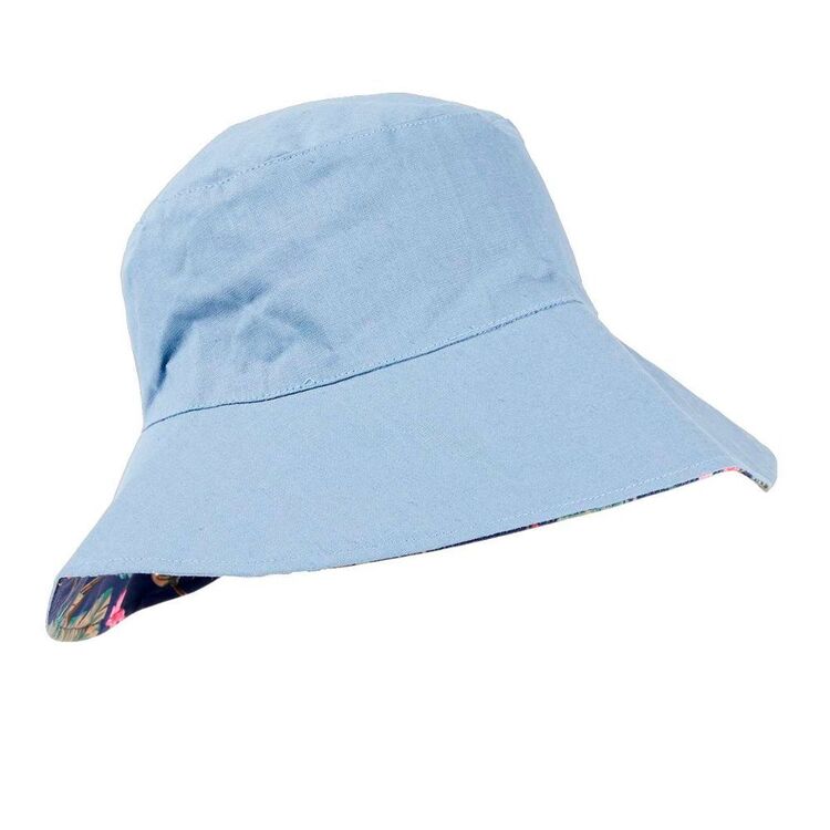 Cape Women's Reversible Hat Chambray & Orchid Leaf One Size Fits Most