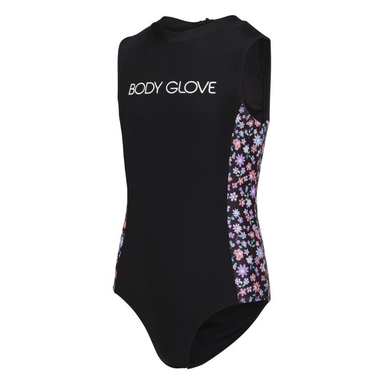 Body Glove Youth Girl's Floral Swimsuit Black Floral