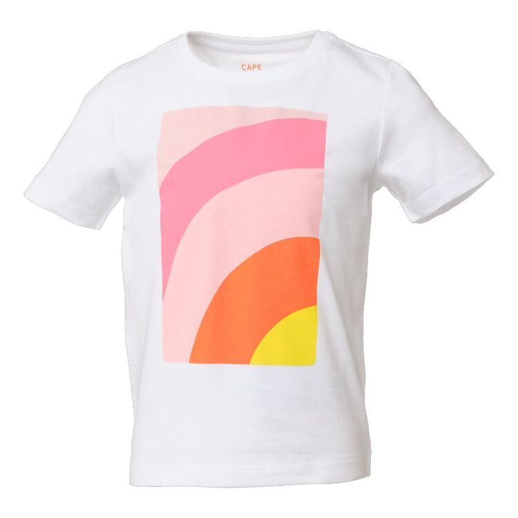 Cape Kids Girls Rainbow Tee White Ptd