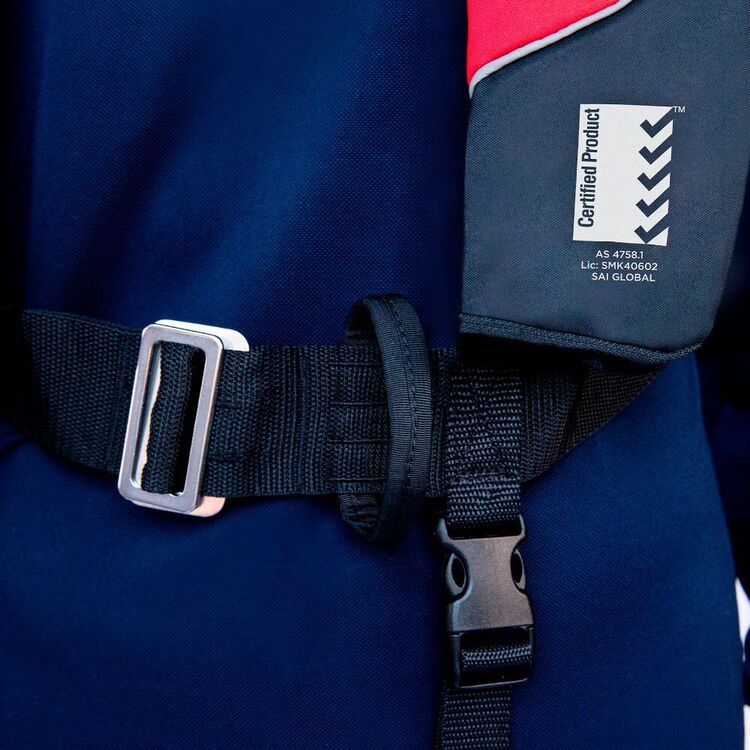 Burke Marine Adult Navigator 150N Automatic Inflatable PFD Lifejacket with Harness Red & Blue