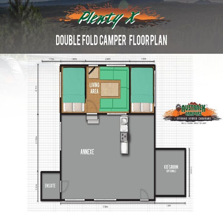 Austrack Plenty X Double Folding Offroad Camper Trailer Grey