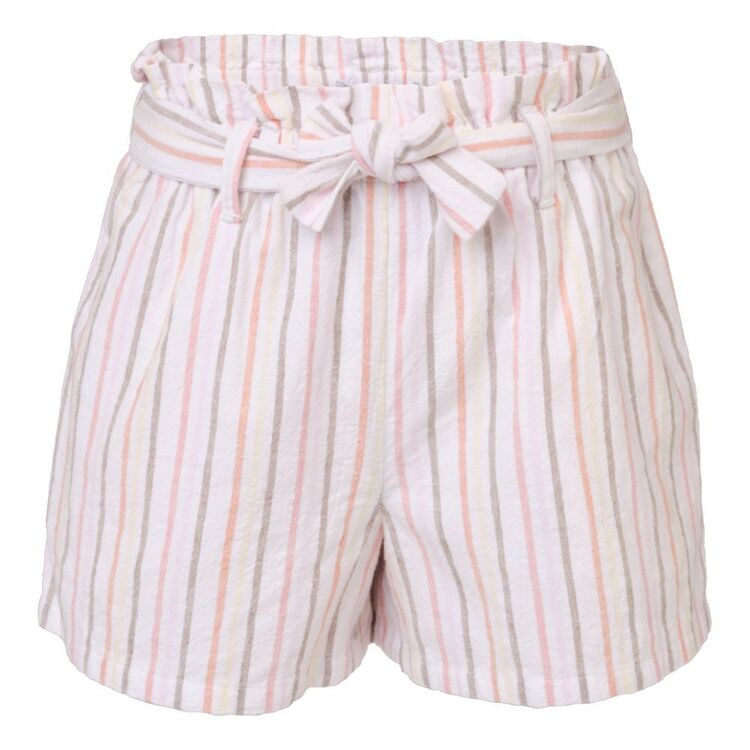 Cape Kids Girls Striped Paperbag Shorts Striped