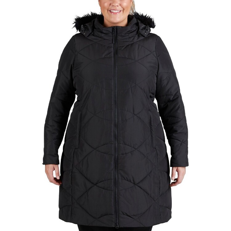 Cape Women's Harriet Long Line Plus Size Puffer Jacket Black