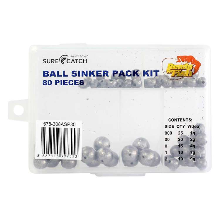 SureCatch Ball Sinkers 80 Piece Kit Grey Large