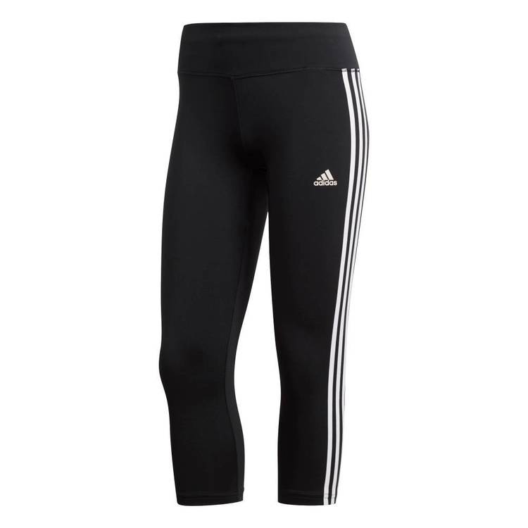 adidas Women's Designed 2 Move 3 Stripe 3/4 Tights Black & White