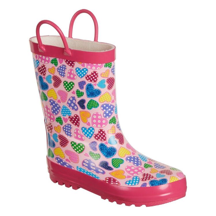 Cape Girl's Puddle Hearts Print Gumboot Multicoloured