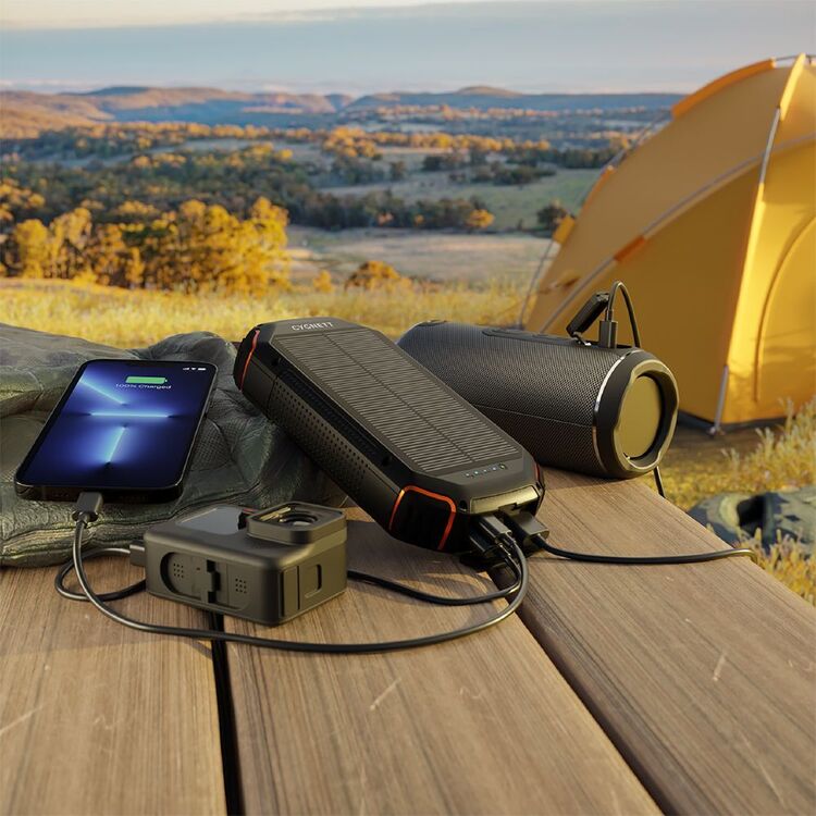 Cygnett ChargeUp Outback 20,000mAh Outdoor Solar Power Bank Black 20K