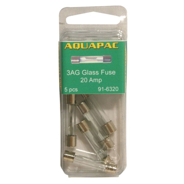 Aquapac 3AG Glass Fuse 20 Amp 5 Pack