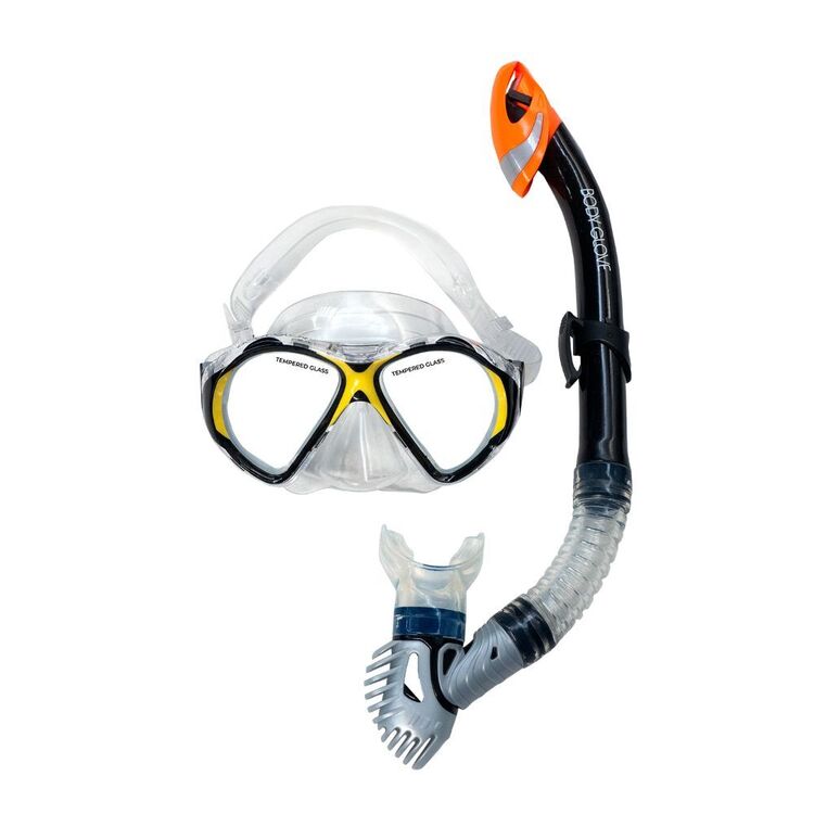 Body Glove Tornado Adult 2 Piece Snorkel Set Black & Yellow
